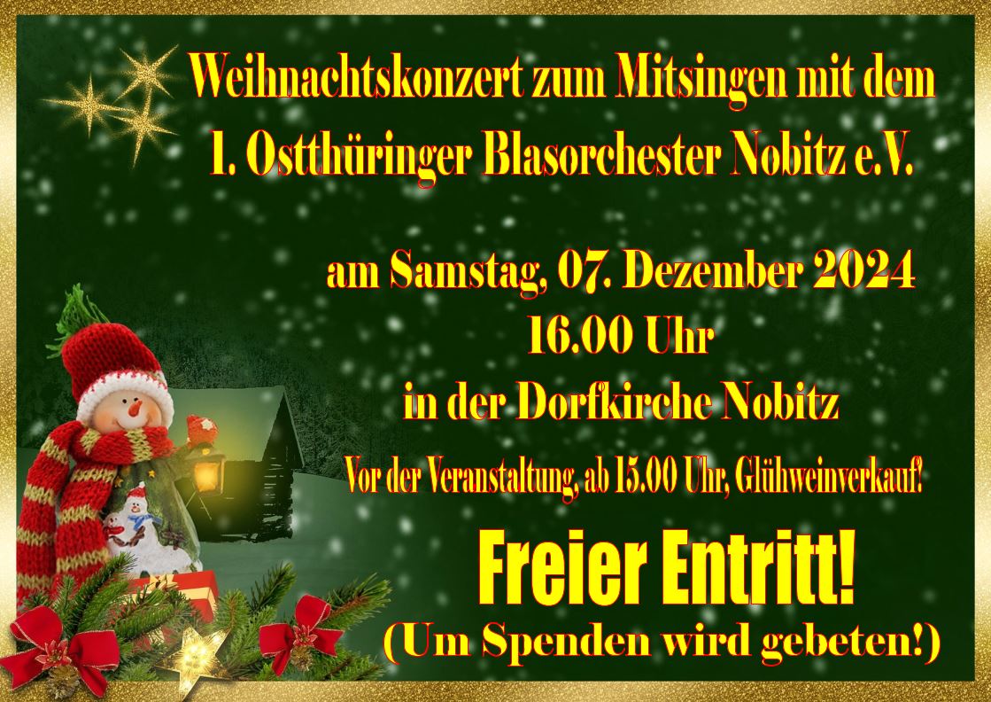 Weihnachtskonzert zum Mitsingen in Nobitz