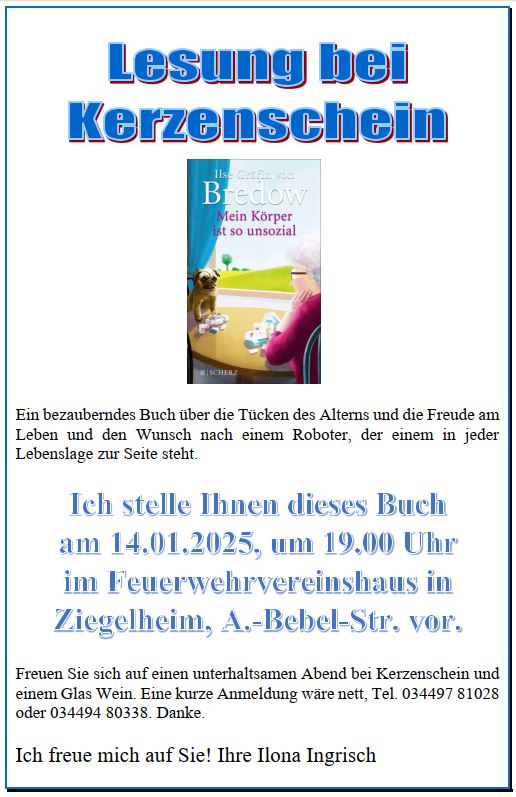 Buchlesung bei Kerzenchein